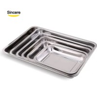 Factory Wholesale Metal Food Plate Rectangle Food Tray Restaurant Stainless Steel Serving Tray