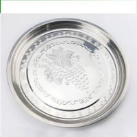 Food Grade camping home Dinner Plates serving tray Stainless Steel  Round Tray