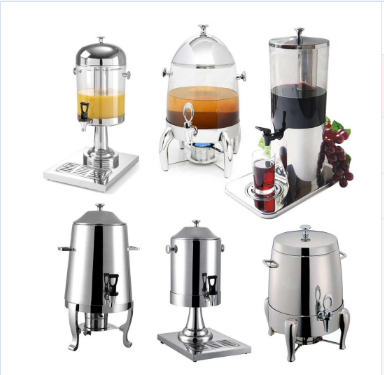 Commercial buffet durable 8L stainless steel plastic juice dispenser