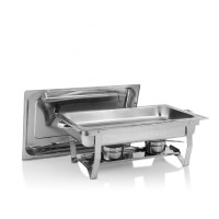 Full Size Rectangular Alcohol Heating Stainless Steel Chafing Dish Party Food Warmers with Stand