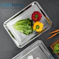 Liantong Stainless Steel 201/304/410 rectangular 2/4.8/7cm deep baking tray food storage tray square serving tray