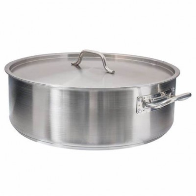 Commercial Stainless Steel Electric Shallow Hot Pot Soup Pot with Lid for Hotel and Restaurant