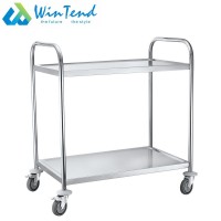 2 tier stainless steel hotel restaurant mobile food service trolley cart with 4 wheels