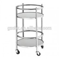 Stainless steel 2 tier round service cart